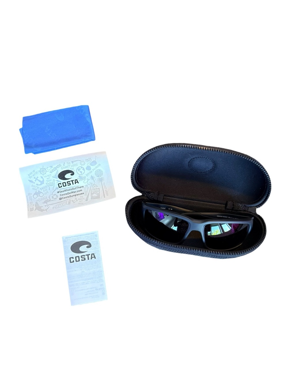 Costa Del Mar Fantail Polarized Sunglasses Matte Black Gray 580P New - Picture 11 of 14
